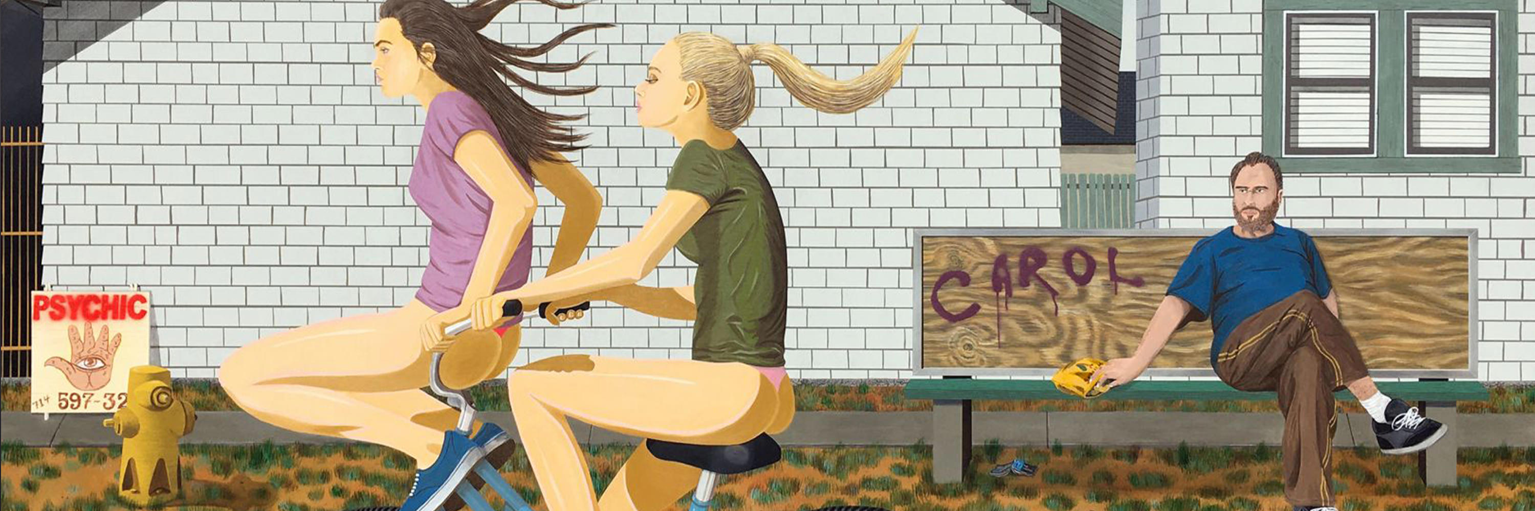 Paintings by Toy Machine founder Ed Templeton that take a cynical view of modern American suburbia