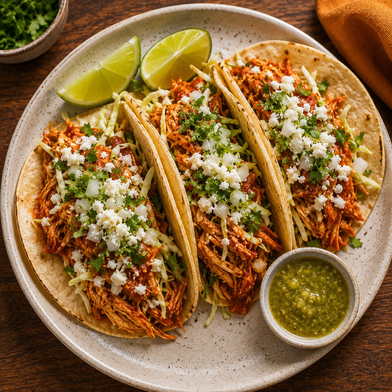 Chicken tacos with toppings